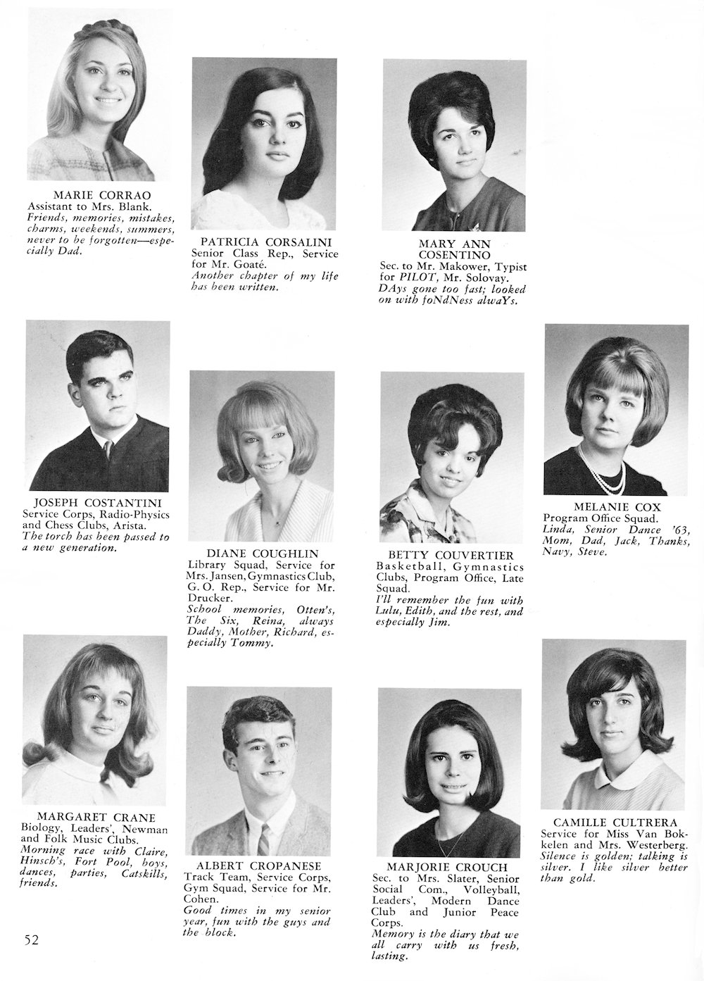 Corrao-Cultrera page from Fort Hamilton High School 1965