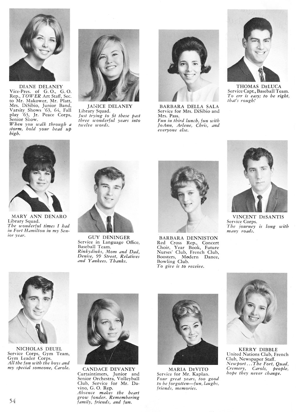 Delaney-Dibble page from Fort Hamilton High School 1965