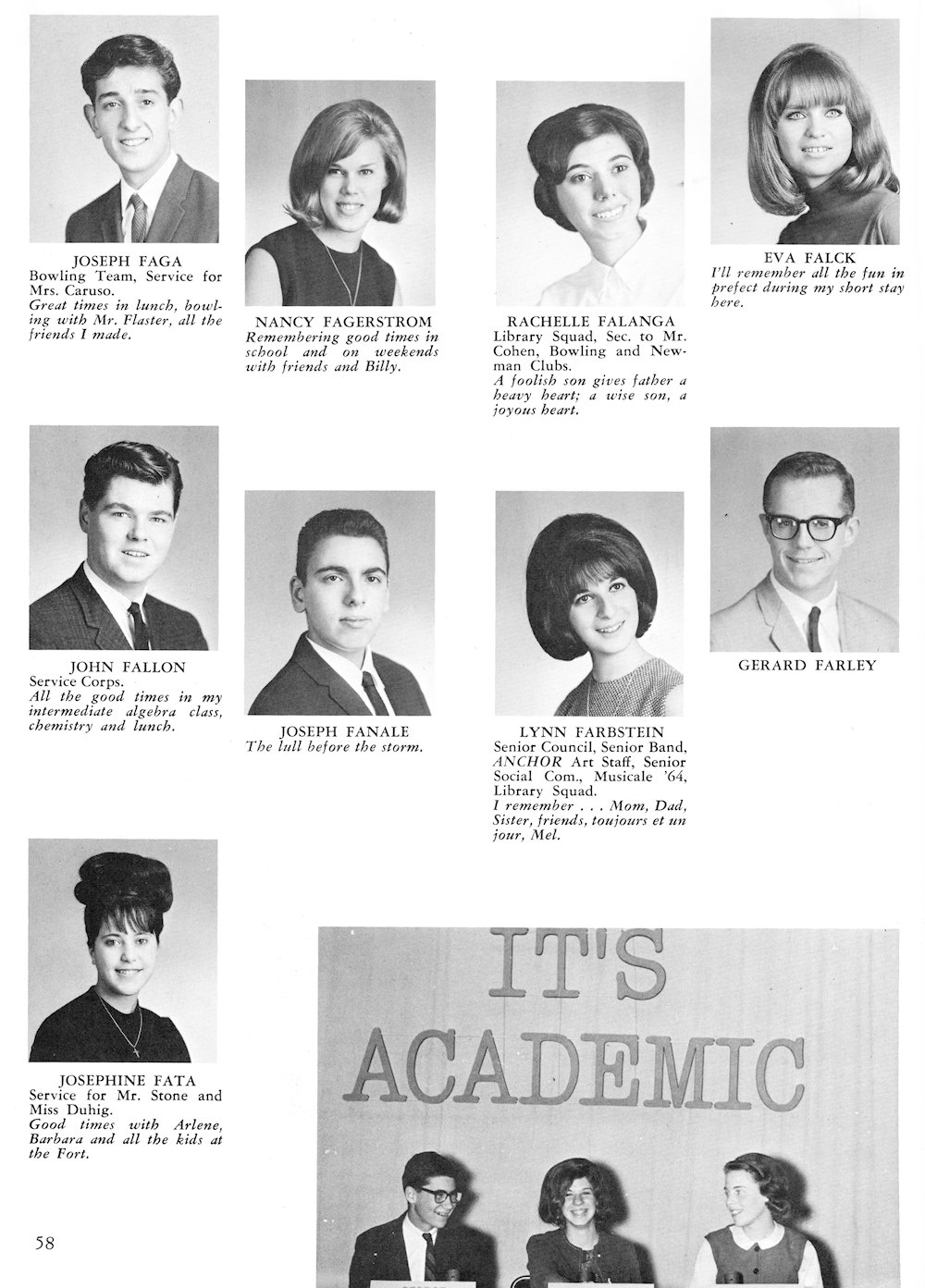 Faga-Fata page from Fort Hamilton High School 1965