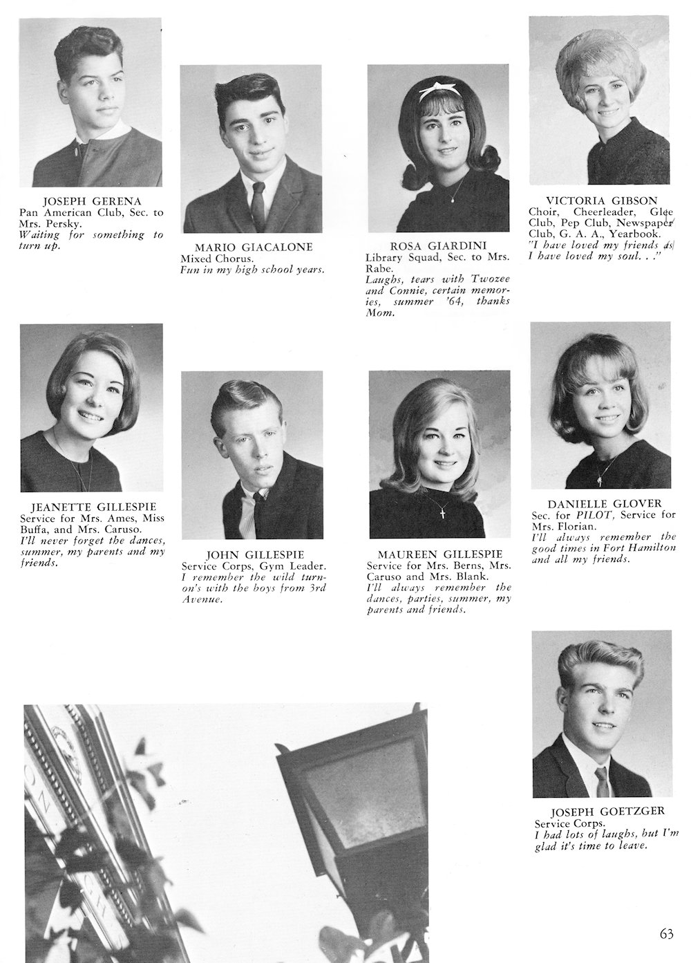Gerena-Goetzger page from Fort Hamilton High School 1965