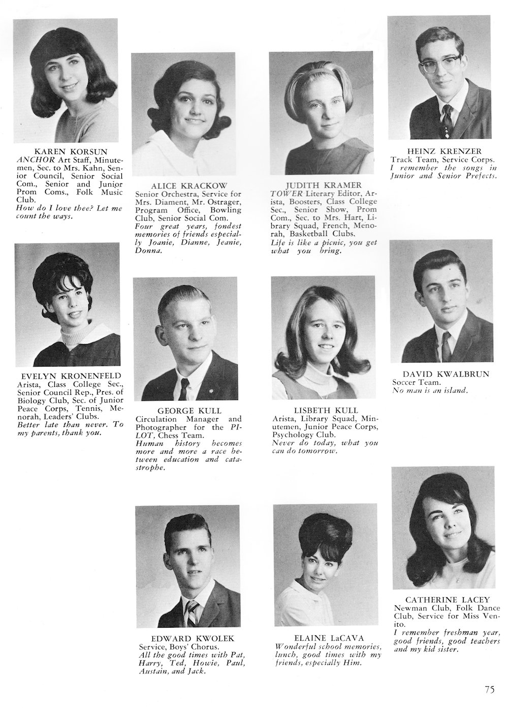 Korsun-Lacey page from Fort Hamilton High School 1965