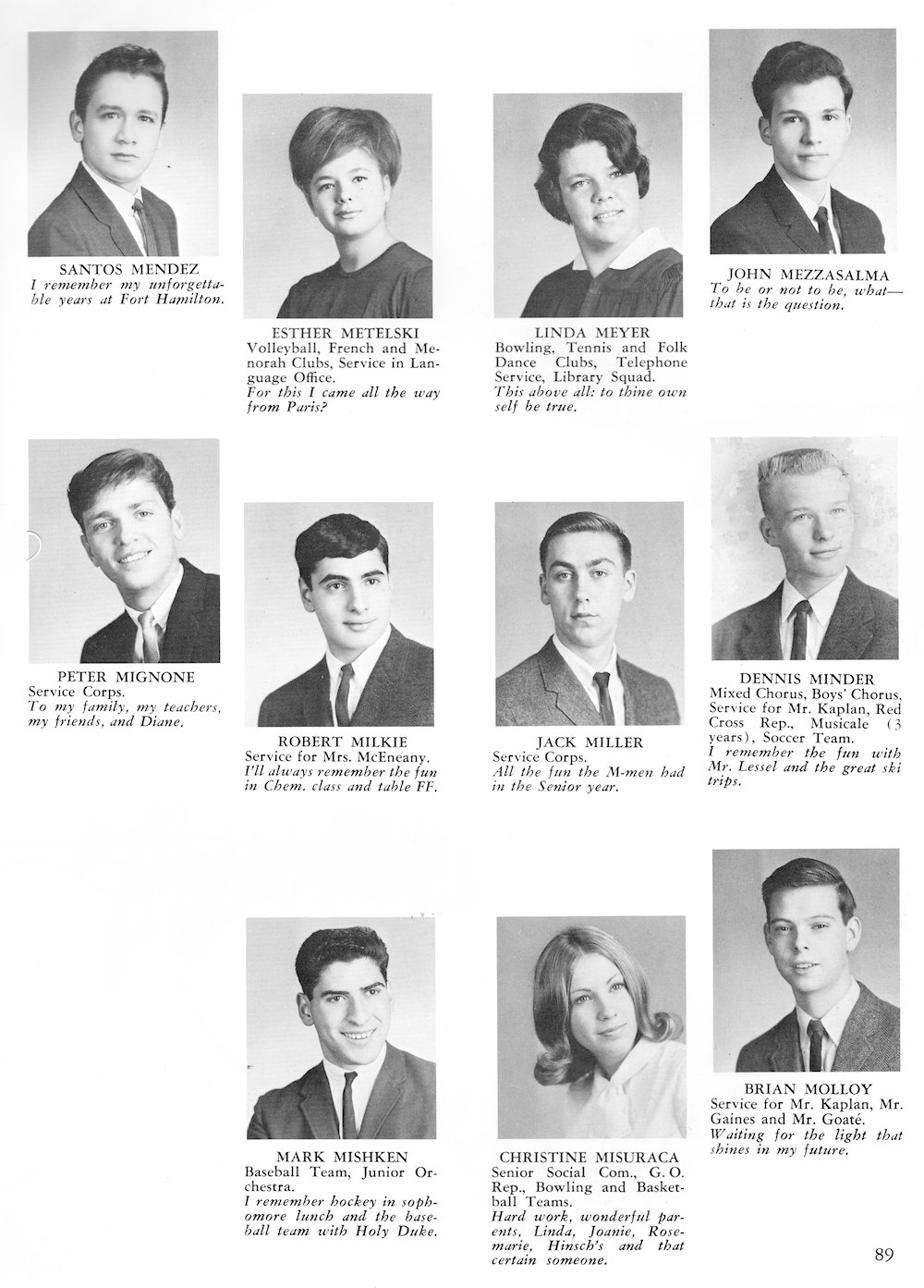Mendez-Molloy page from Fort Hamilton High School 1965