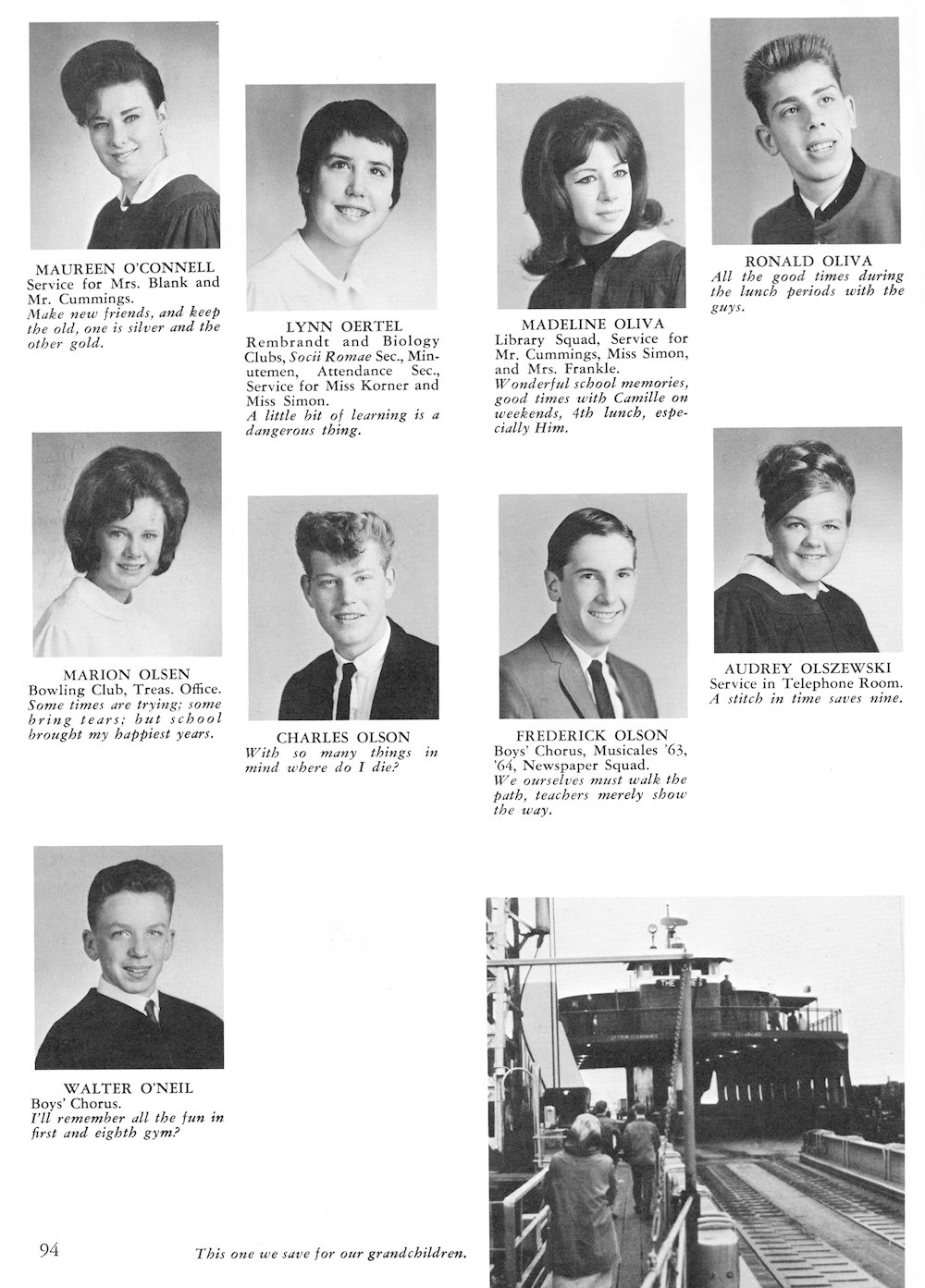 O'Connell-O'Neil page from Fort Hamilton High School 1965