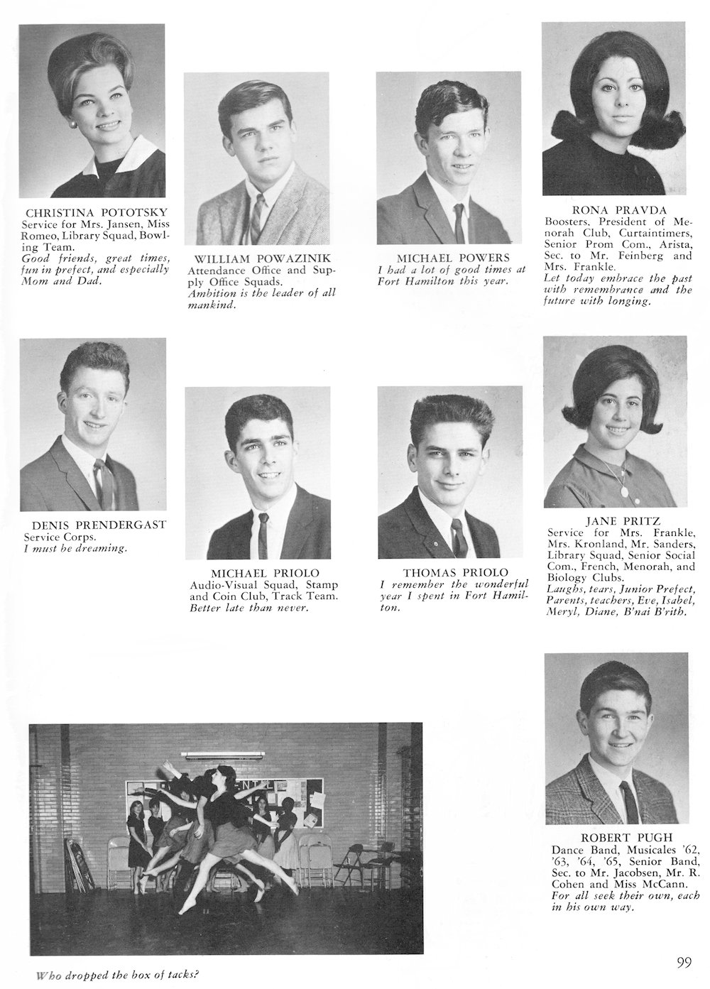 Pototsky-Pugh page from Fort Hamilton High School 1965